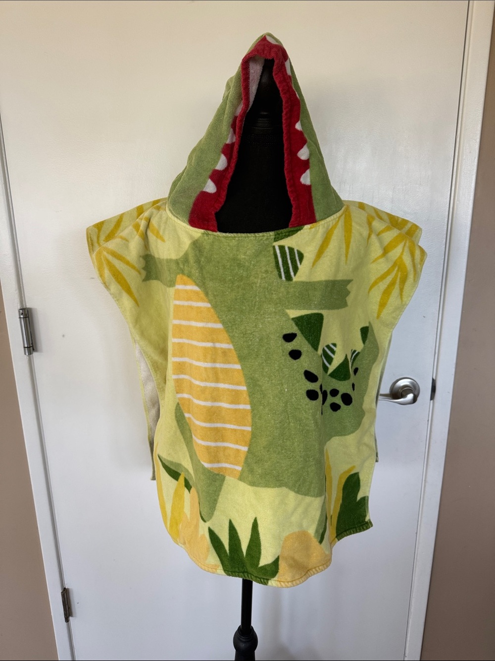 The Big One Green and Red Dino Hooded Towel Poncho